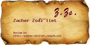 Zacher Zsüliet névjegykártya